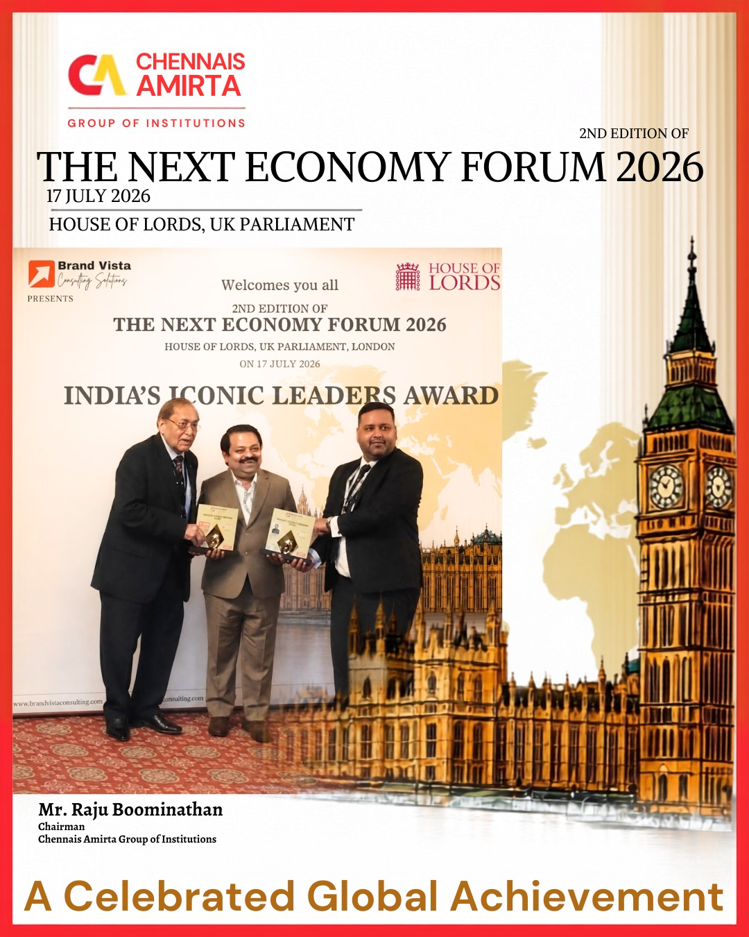 Chennais Amirta Group, Chairman Honoured in UK Parliament